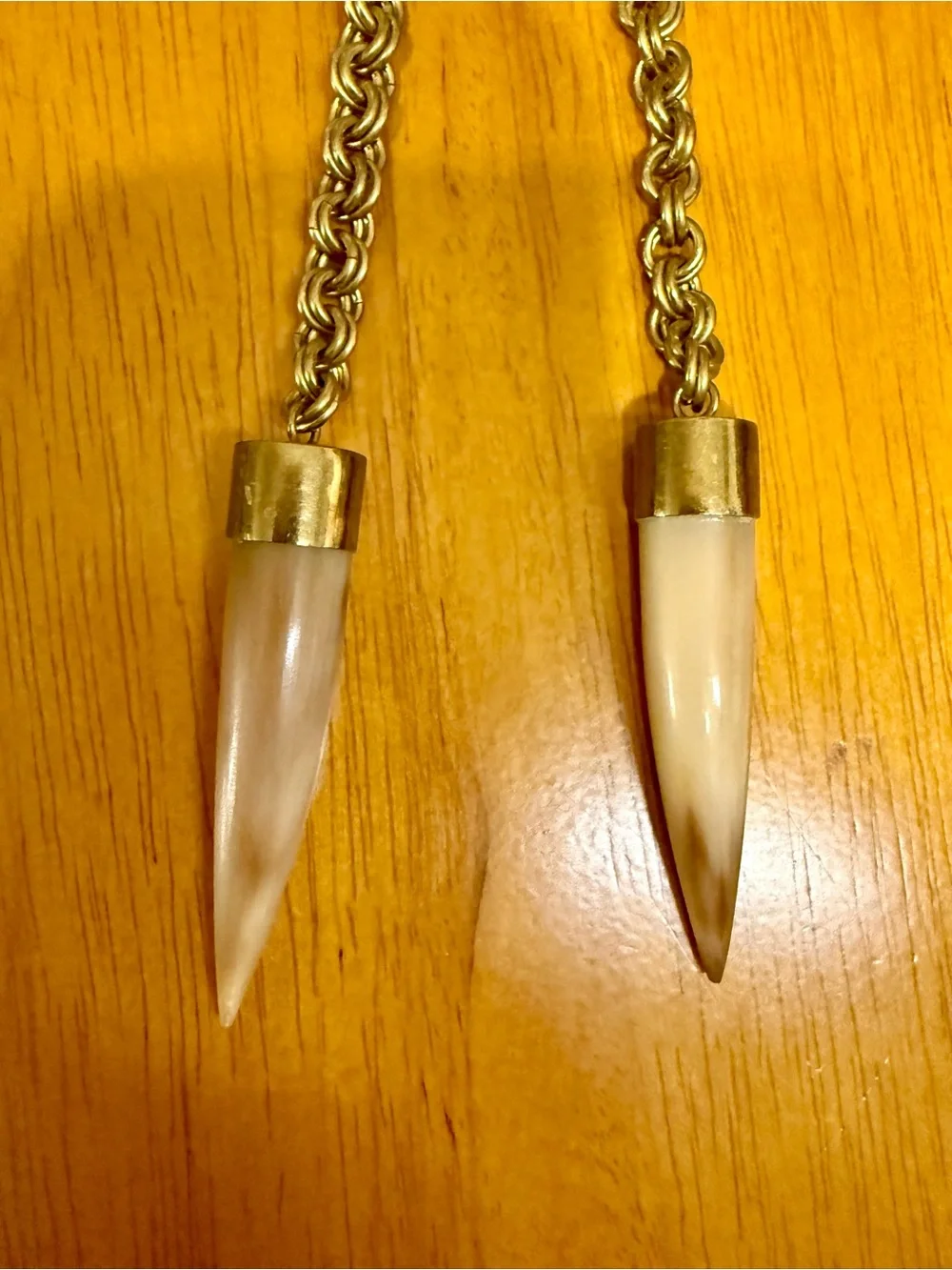 Soko Knotted Lariat Horn Talon Necklace, Goldtone with Tan Horns, QVC